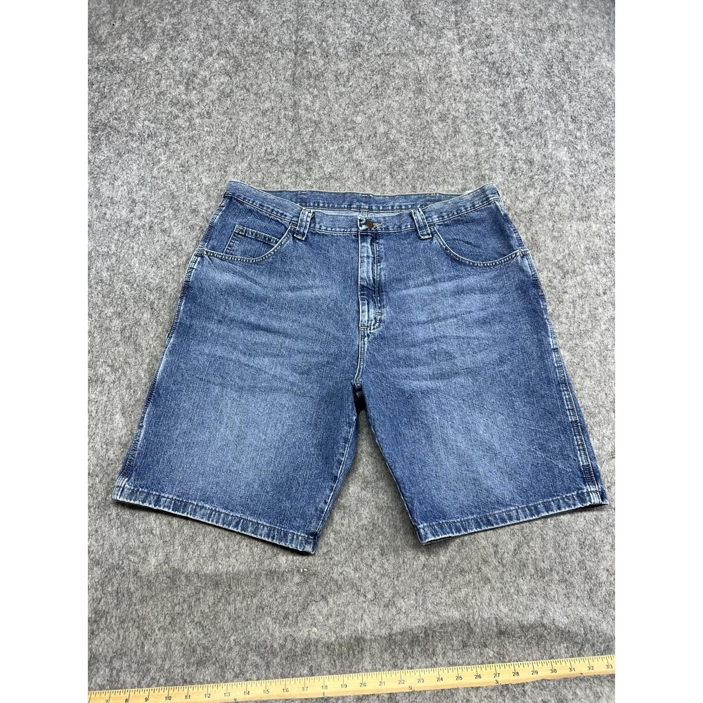 Wrangler Cargo Shorts Mens 40 Blue Denim Carpenter Workwear 10" Inseam‎ Outdoor